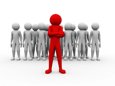 3d successful red man team leader illustration Stock Illustration