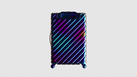 3D suitcase render with gradient color flow animation. Sylish ultraviolet Stock Footage 149513712