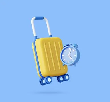 3d suitcases and alarm clock. Stock Illustration