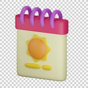 3d summer calendar object with transparent background Stock Illustration