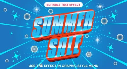 3D Summer sale editable text effect Stock Illustration