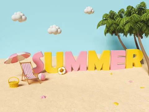 3d Summer text banner design Stock Illustration