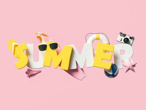 3d Summer text banner design Stock Illustration
