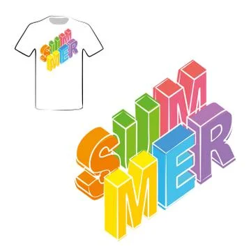 3d summer text design template. Elements are layered separately in vector fil Stock Illustration