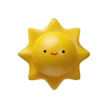 3D Sun cartoon character Stock Illustration