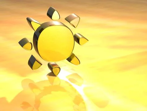 3d sun gold sign Stock Illustration