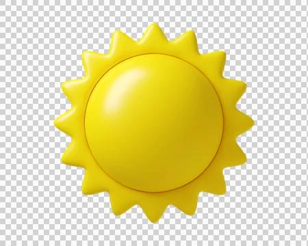 3D Sun icon in yellow smooth plastic texture Stock Illustration