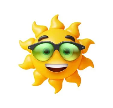 3d sun smiling emoji expression character Stock Illustration