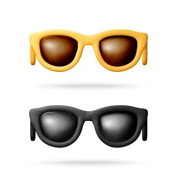 3D Sunglasses set with yellow and black frames. Stock Illustration