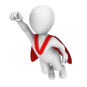 3d super hero. Flight in the sky. Stock Illustration