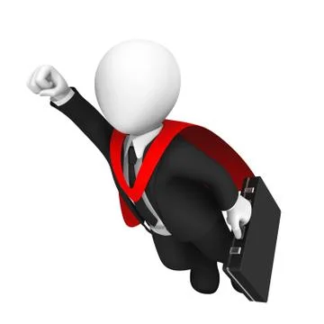3d super hero. Flight in the sky. Success in business. Stock Illustration