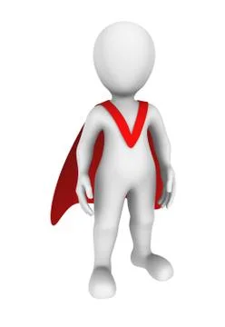 3d super hero in red cape. 3d illustration. Stock Illustration