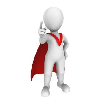 3d super hero with red cape. Order. 3d illustration Stock Illustration