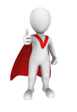 3d super hero. Thumbs up gesture. 3d illustration. Stock Illustration