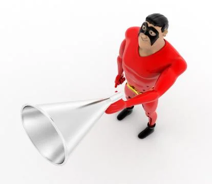 3d superhero annoucing through speaker concept Stock Illustration