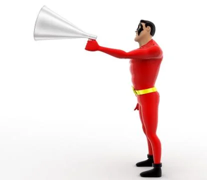 3d superhero annoucing through speaker concept Stock Illustration