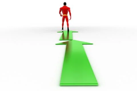 3d superhero on arrow concept Stock Illustration