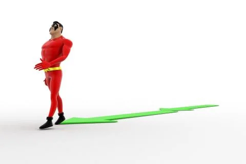 3d superhero on arrow concept Stock Illustration