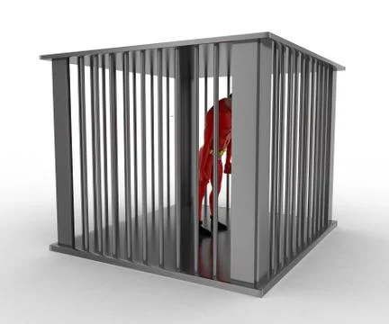 3d superhero into bar jail concept Stock Illustration