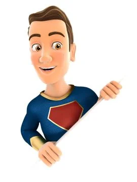 3d superhero behind diagonal wall Stock Illustration