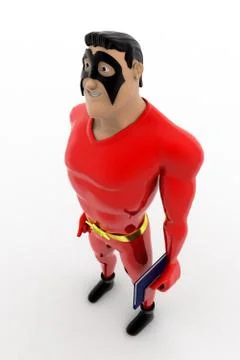 3d superhero with book concept Stock Illustration