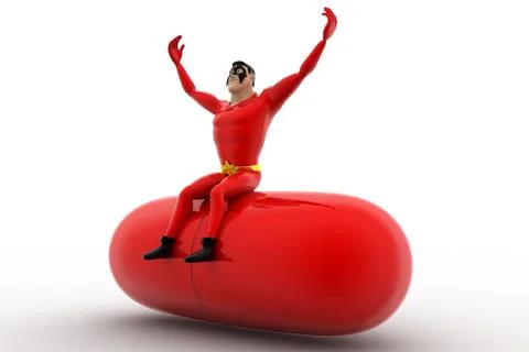 3d superhero with capsule concept Stock Illustration