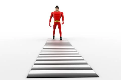 3d superhero  cross using zebracrossing concept Illustrazione stock
