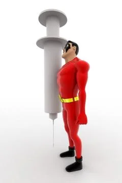 3d superhero with injection concept Stock Illustration
