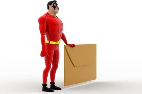 3d superhero with mail concept Illustrazione stock