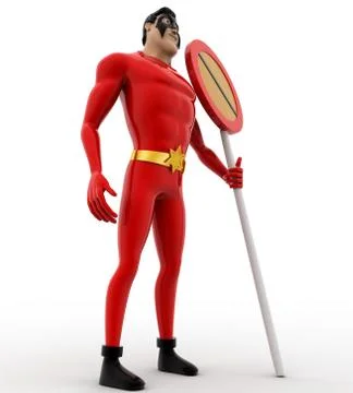 3d superhero  with no entry or stop sign concept Stock Illustration