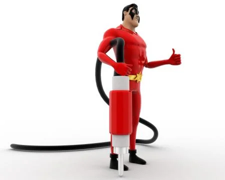 3d superhero  with plug pin concept Stock Illustration
