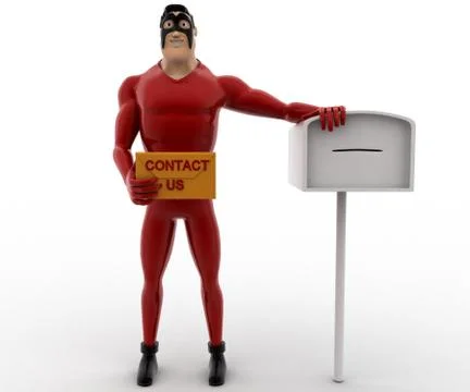 3d superhero with postbox and mail in hand concept Stock Illustration