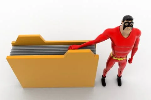 3d superhero present brown file folder concept Stock Illustration