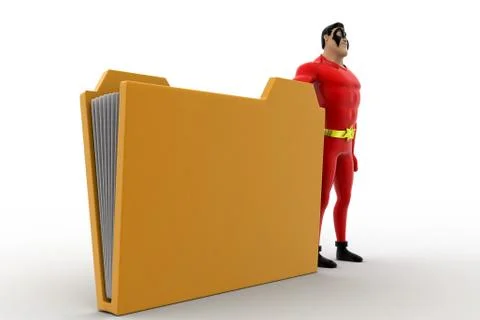 3d superhero present brown file folder concept Stock Illustration