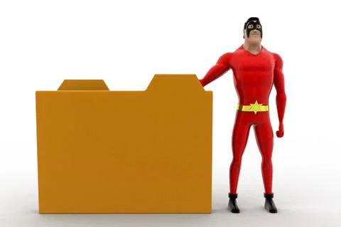 3d superhero present brown file folder concept Stock Illustration