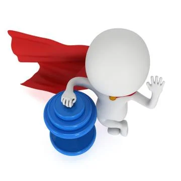 3d superhero presenting red dumbbell 스톡 일러스트