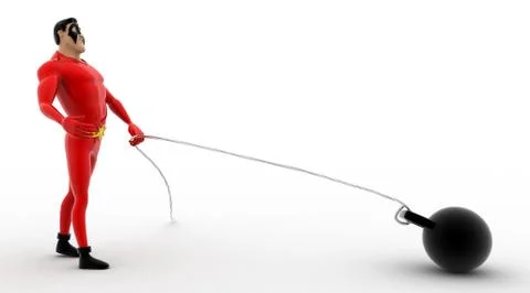 3d superhero  pull weight concepts Stock Illustration