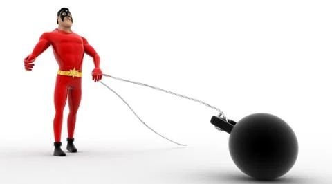 3d superhero  pull weight concepts Stock Illustration