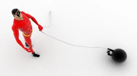 3d superhero  pull weight concepts Stock Illustration