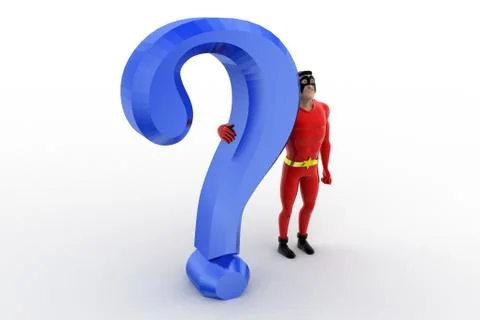 3d superhero with question mark concept Stock Illustration