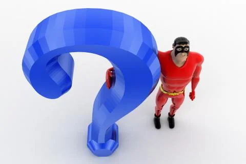 3d superhero with question mark concept Stock Illustration