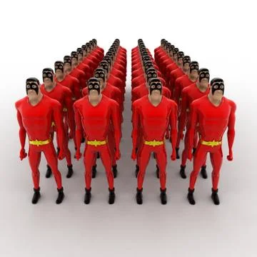 3d superhero in queue concept Ilustração Stock