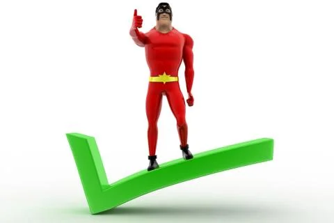 3d superhero with right symbol concept Stock Illustration