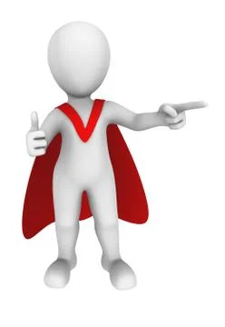 3d superhero shows thumbs up. 3d illustration Stock Illustration