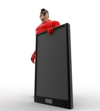 3d superhero  with smartphone concept Stock Illustration