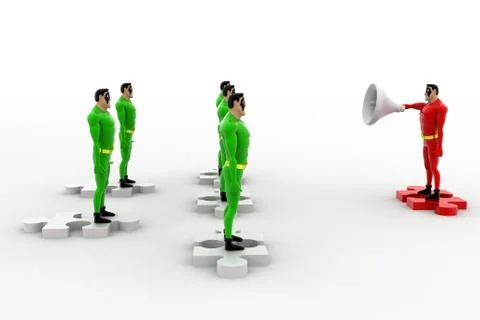 3d superhero speaking in speaker concept Stock Illustration