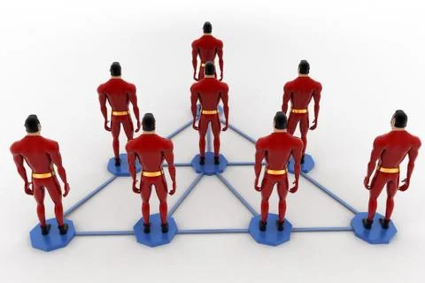 3d superhero standing on triangular  network concept イラスト素材