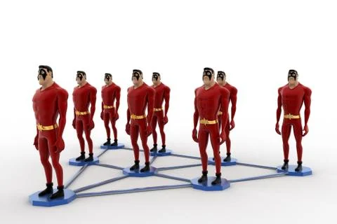 3d superhero standing on triangular  network concept Ilustração Stock