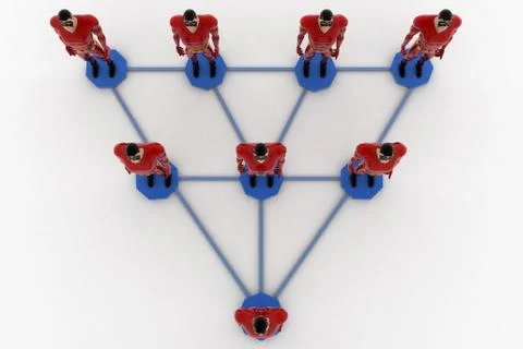 3d superhero standing on triangular  network concept Stock Illustration