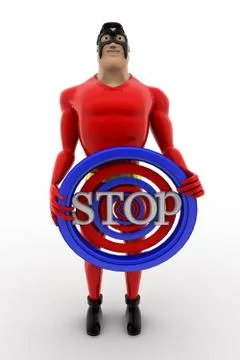 3d superhero stop concept Stock Illustration